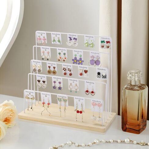 Earring Display Stand for Selling, 5 Tier Earring Rack Tower Holder, Jewelry Display Stand With Earring Cards (Black) in Saudi Arabia