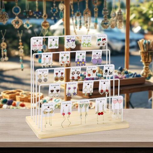 Earring Display Stand for Selling, 5 Tier Earring Rack Tower Holder, Jewelry Display Stand With Earring Cards (Black) in Saudi Arabia