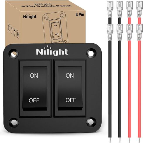 Nilight ON-Off Switch Panel 4 PIN DPST Toggle Switch Panel 12V 20A Black Anodized Aluminium Switch Shell Bracket with Screws Ternimals Jumper Wires Set for Cars Trailers Boats RV Camper in Saudi Arabia