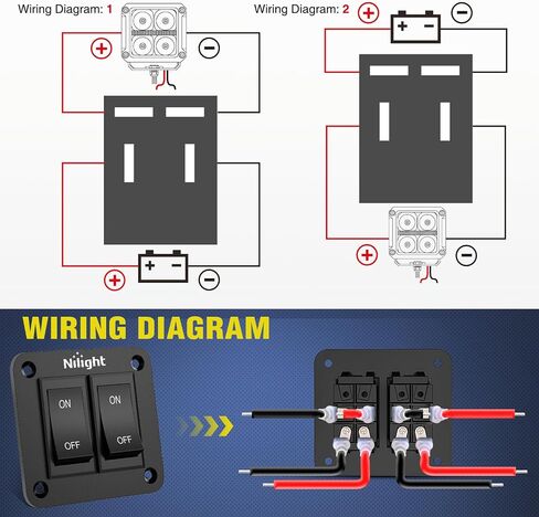 Nilight ON-Off Switch Panel 4 PIN DPST Toggle Switch Panel 12V 20A Black Anodized Aluminium Switch Shell Bracket with Screws Ternimals Jumper Wires Set for Cars Trailers Boats RV Camper in Saudi Arabia