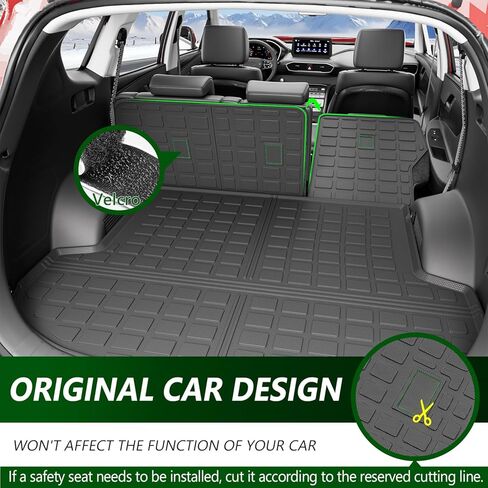 6&7 Seat Cargo Mat Compatible with 2024 2025 Santa Fe Trunk Liner with Backrest Mat Replacement for 2024 2025 Santa Fe Accessories(2024-2025,Cargo Mat with Backrest Mat) in Kuwait
