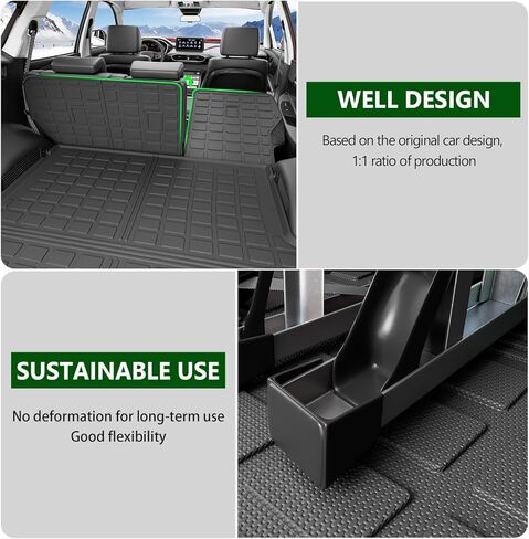 6&7 Seat Cargo Mat Compatible with 2024 2025 Santa Fe Trunk Liner with Backrest Mat Replacement for 2024 2025 Santa Fe Accessories(2024-2025,Cargo Mat with Backrest Mat) in Kuwait