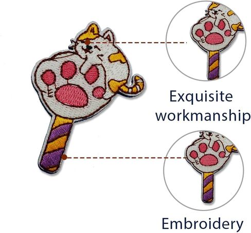 قطة لطيفة مع وعاء الآيس كريم، يمكن كيها على رقعة للملابس، رقع إصلاح مطرزة مضحكة لتزيين الملابس بنفسك، فنون حرفية حديدية على الرقع للنساء والفتيات والرجال والأولاد in Kuwait