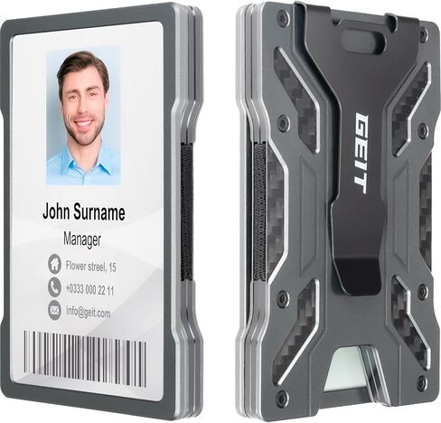 محفظة GEIT Minimalist للرجال، محفظة رجالية معدنية نحيفة من الألومنيوم مع حامل بطاقة هوية مغناطيسية، محفظة بطاقات الائتمان RFID مع مشبك نقود in Kuwait