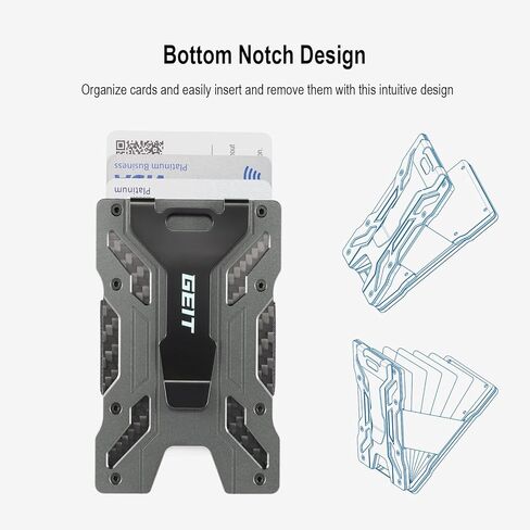 محفظة GEIT Minimalist للرجال، محفظة رجالية معدنية نحيفة من الألومنيوم مع حامل بطاقة هوية مغناطيسية، محفظة بطاقات الائتمان RFID مع مشبك نقود in Kuwait