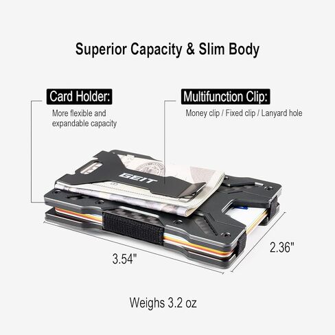محفظة GEIT Minimalist للرجال، محفظة رجالية معدنية نحيفة من الألومنيوم مع حامل بطاقة هوية مغناطيسية، محفظة بطاقات الائتمان RFID مع مشبك نقود in Kuwait