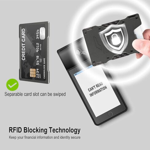 محفظة GEIT Minimalist للرجال، محفظة رجالية معدنية نحيفة من الألومنيوم مع حامل بطاقة هوية مغناطيسية، محفظة بطاقات الائتمان RFID مع مشبك نقود in Kuwait