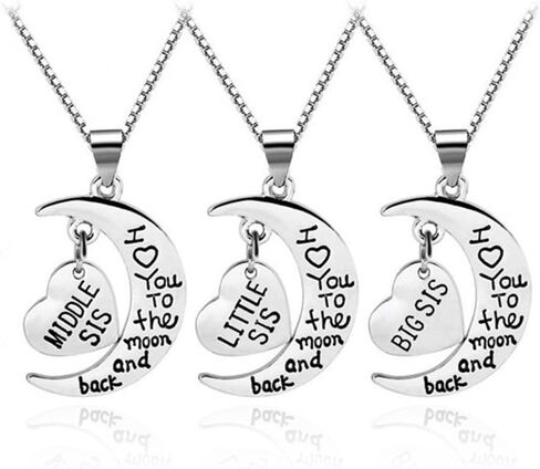I Love You To The Moon And Back Necklace Heart and Moon Pendant Necklace for Family Gift Jewelry for Nanny Daughter Sister in Kuwait