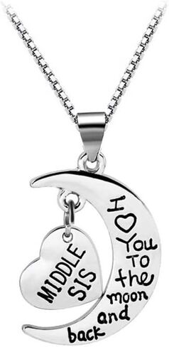 I Love You To The Moon And Back Necklace Heart and Moon Pendant Necklace for Family Gift Jewelry for Nanny Daughter Sister in Kuwait