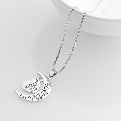 I Love You To The Moon And Back Necklace Heart and Moon Pendant Necklace for Family Gift Jewelry for Nanny Daughter Sister in Kuwait