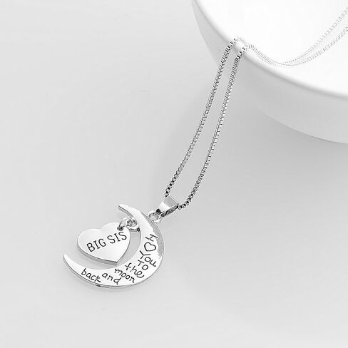 I Love You To The Moon And Back Necklace Heart and Moon Pendant Necklace for Family Gift Jewelry for Nanny Daughter Sister in Kuwait