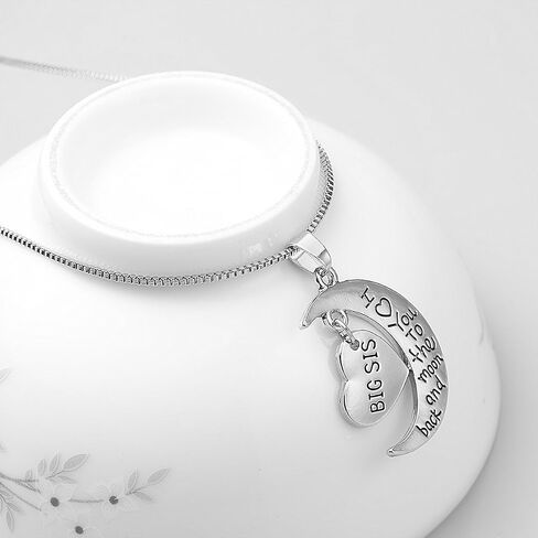 I Love You To The Moon And Back Necklace Heart and Moon Pendant Necklace for Family Gift Jewelry for Nanny Daughter Sister in Kuwait