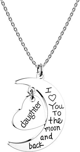 I Love You To The Moon And Back Necklace Heart and Moon Pendant Necklace for Family Gift Jewelry for Nanny Daughter Sister in Kuwait