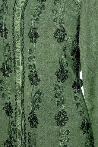 Agan Traders Fall Long Sleeve Button Down Bohemian Tops for Women - Embroidered Blouse Shirt with Adjustable Rope Ties in Saudi Arabia