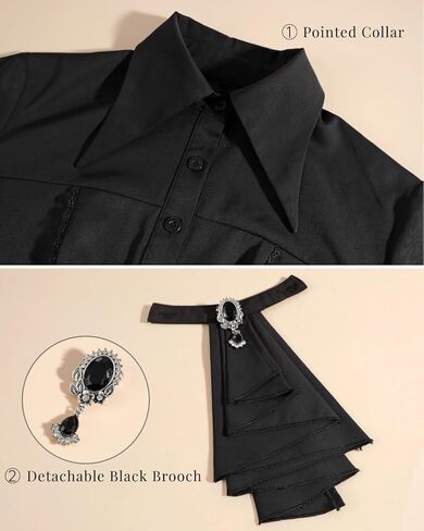Nuoqi Victorian Blouse Women Black Gothic Pirate Shirt Long Sleeve Renaissance Top with Tie in Saudi Arabia