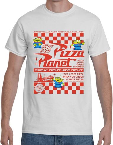 Pizza Planet Shirt Funny Green Aliens for Boys Short Sleeve Unisex Rocket Ship T-shirt Adult White in Saudi Arabia