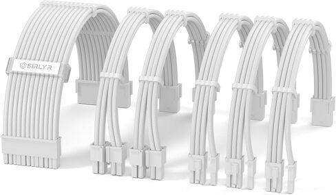Sirlyr PSU Cable Extension,Customed PC Cables - Pre-Bend Nylon Sleeved Power Supply Cable,1x24Pin ATX / 1x8 (4+4) Pin EPS / 2x8 (6+2) Gold- Plated Pin GPU,Purple White,4 Kits in Saudi Arabia