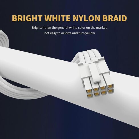 Sirlyr PSU Cable Extension,Customed PC Cables - Pre-Bend Nylon Sleeved Power Supply Cable,1x24Pin ATX / 1x8 (4+4) Pin EPS / 2x8 (6+2) Gold- Plated Pin GPU,Purple White,4 Kits in Saudi Arabia
