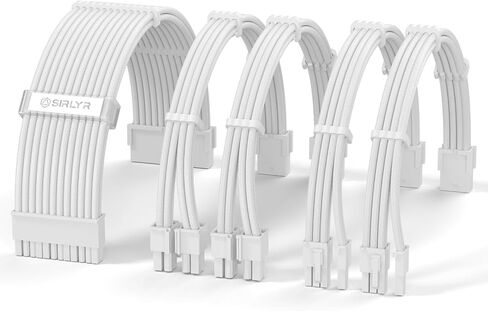 Sirlyr PSU Cable Extension,Customed PC Cables - Pre-Bend Nylon Sleeved Power Supply Cable,1x24Pin ATX / 1x8 (4+4) Pin EPS / 2x8 (6+2) Gold- Plated Pin GPU,Purple White,4 Kits in Saudi Arabia