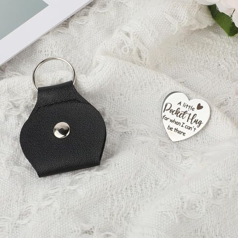 2 Pack Pocket Hug Token Long Distance Relationship Gifts PU Leather Pocket Hug Keychain Inspirational Reminder Gifts Double Sided Relationship Keepsake Gift Thinking of You Gift in Saudi Arabia