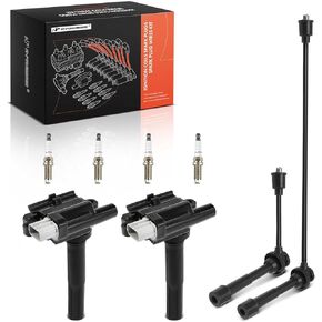 A-Premium 2 Ignition Coils with 2 Wire and 4 Iridium Spark Plugs Compatible with Chevrolet Metro 1999-2001, Tracker 1999-2000 & Suzuki Swift 1999-2001, Vitara 1999-2002, 1.3L 1.6L
