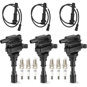 3PCS Ignition Coil Pack with 6PCS Iridium Spark Plug and 3PCS Wire Set Compatible with Kia Sorento 2003 2004 2005 2006 3.5L V6, Replace for UF431 IC551 27300-39800
