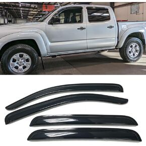 Set of 4Pcs Smoke Window Sun Rain Visor Vent Guard Deflector Shade Fit for 2005-2012 Toyota Tacoma Double/Crew Cab