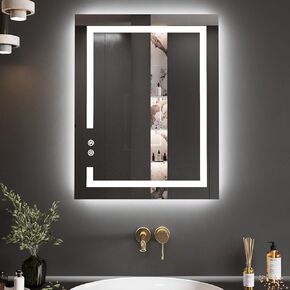32 X 24 Inch LED Bathroom Vanity Mirror, 3 Colors Light Dimmable, Wall Mounted Lighted Memory Makeup Mirror with Anti-Fog Touch Switch (Front-lit&Backlit)