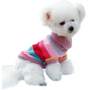 Small Dog Sweater, Knitted Tulip Cat Sweater, Warm Thick Holiday Puppy Clothes for Small Dog Girl,Cold Weather Outfit for Kitten Chihuahua Yorkie Teacup Dachshund Pug (Pink, X-Small)