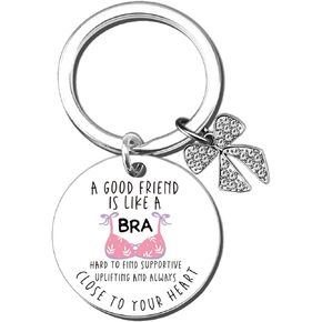 Funny Best Friend Birthday Gifts For Women Unique Friendship Keychain Gifts For Female Besties Soul Sisters Personalized A Good Friend Is Like A Bra Keyring Present For Her Christmas Gift Ideas