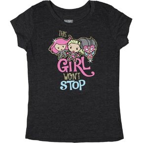 Marvel Girls' This Girl Won't Stop Chibi Superheroes Glitter Kids T-Shirt