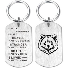Kisseason Fashion Bear Keychain Inspiratinal Gift Bear Fans Key chain Dog Tag Bear Gift for Men Women