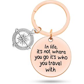 Adventurist Gifts Travel Lover Keychain Traveling Keyring Travel Safe Present for Wanderlust Backpacker Hiker