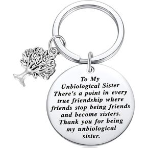 Ralukiia to My Unbiological Sister Friendship Gift Non-Biological Sister Thank You Key Chains with Tree of Life Charm for Soul Sister Special Friend Sister in Law