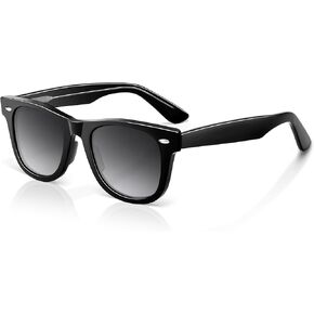 SUNGAIT Woman Retro Sunglasses Square Design UV400 Protection 80s Classic Vintage Design for Man Woman(Black/Amber/Unisex)