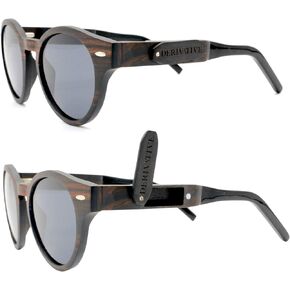 Derivative Smokable Wooden Pipe Sunglasses | Round Polarized Wood Sunglasses for Men & Women
