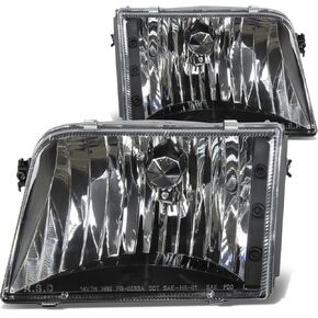 DNA MOTORING Pair of Headlight Assemblies Compatible with 93-97 Ford Ranger, Black Housing, HL-OH-FR93-BK
