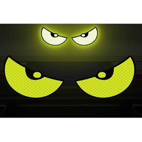 1 Pack Car Stickers Yellow Decals to Night Safety Driving,Motorcycle Helmet Stickers for Car Magnets Sticker Pack Halloween,Cute Reflective Stickers for Bumpers, Window, Laptop, Wall