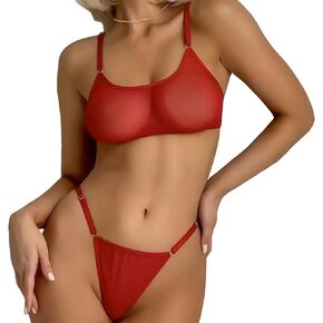 Lingerie Sets for Women Sexy, See Through Push Up Top 2 Piece Exotic Lingerie Bra and Panty Naughty Christmas Lingerie