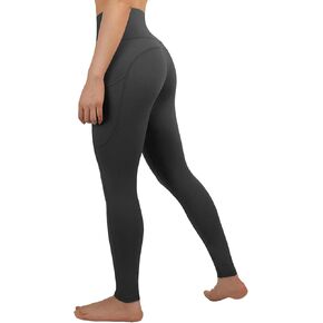 ALFROTEY Workout Leggings with Pockets for Women Tummy Control,Butt Lifting Gym Yoga Pants with High Waist Fitness-Black