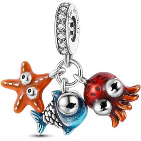 Parmuz Charms for Bracelets 925 Sterling Silver summer travel Ocean Lucky charm beads Pendant Jewelry Gift for Woman Mom