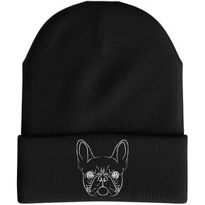 French Bulldog Beanie Hat for Men, Funny Frenchie Dog Embroidered Hat, Bulldog Gifts