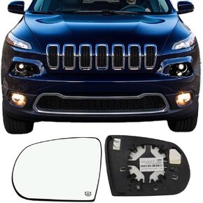 Passenger Side Mirror Glass for Jeep Cherokee 2014-2019,for Jeep Compass 2017-2021,Heated Right Side Mirror Glass for Jeep Cherokee 2014 2015 2016 2017 2018 2019,Compass 2017 2018 2019 2020 2021