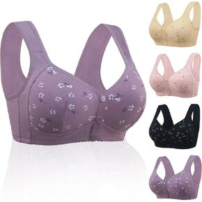 Front Button Bra Front Closure Everyday Sports Bras Convenient Snap Sleep Bra Comfort Wireless Cotton Bras for Women