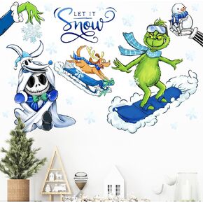 ملصقات جدارية لشخصية كرتونية للشتاء من Mfault، ديكورات الكلب Let It Snow Max Dog فن غرفة النوم، لوح التزلج الموسمي ورجل الثلج وندفة الثلج وعيد الميلاد وديكور المنزل والمطبخ in Kuwait