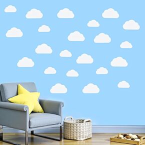 55 Pcs cloud stickers for walls Big Clouds Vinyl Wall Decals Peel And Stick Cloud Wall Stickers Assorted Shapes And Sizes Cloud Wallpaper Peel And Stick For Nursery Bedroom Living Room Classroom Decor