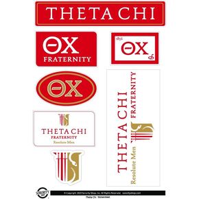 Fraternity Theta Chi Sticker Sheets - Custom Designed Vinyl Fraternity Brand Focus Stickers with Officially Licensed Designs, Removable Adhesive, 7 Stickers per Sheet