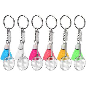 Easy to Carry Durable Portable Lightweight Plastic Metal Keychain, Mini Badminton Keyring, for Friends Families, Multicolored