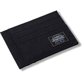 JEMINAL Slim Minimalist Front Pocket Men's Women's Canvas Wallet, Durable Nylon, 8-9 Card Positions, Cash Slot (Dull Black)