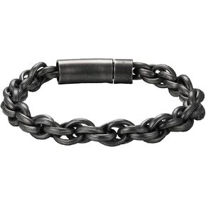 Mens Bracelet Stainless Steel Twisted Rope Chain Link Bracelet for Men Braided Bracelet Black Silver Bronze Gunmetal 7.5-9 Inch Gifts for Him